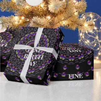 FINE BIRTH DAY_kaleidoscop_Gift_PURPLE_BLACK  Wrap Wrapping Paper
