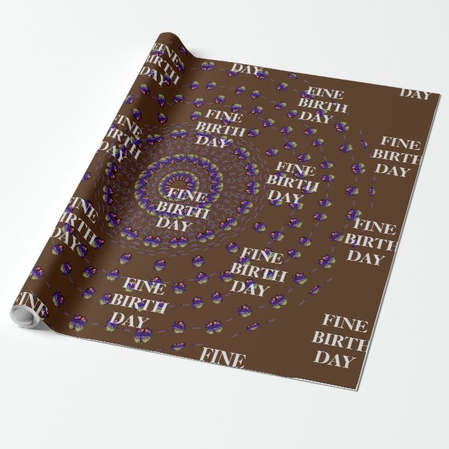 FINE BIRTH DAY_kaleidoscop_Gift_PURPLE_BROWN  Wrap Wrapping Paper (Unrolled)