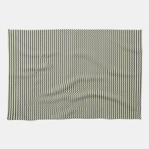 Fine chevron zigzag pattern black and cream tea towel