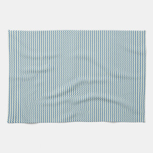Fine chevron zigzag pattern denim blue and cream tea towel
