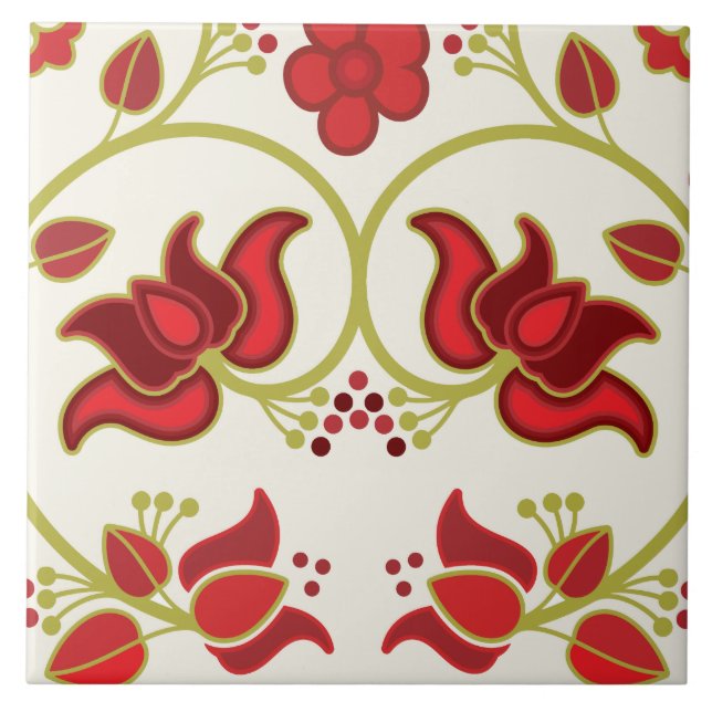 Fine Cool Cute Girly Retro Floral Fashion Ceramic Tile (Front)