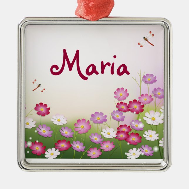 Fine Cool Cute Girly Retro Floral Fashion Metal Ornament (Front)