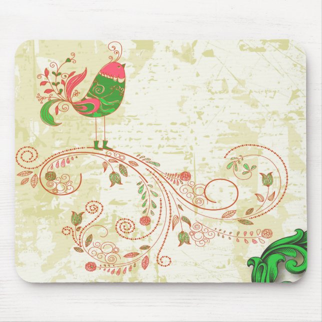 Fine Cool Cute Girly Retro Floral Fashion Mouse Pad (Front)