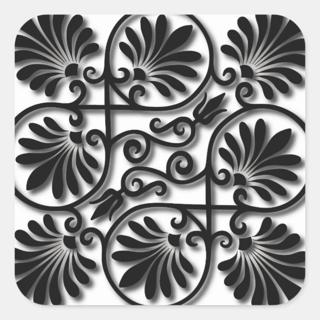 Fine Cool Cute Girly Retro Floral Fashion Square Sticker (Front)