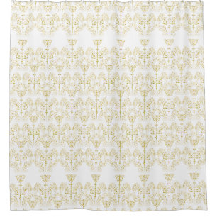 Fine Damask pattern gold + your backgr. Shower Curtain
