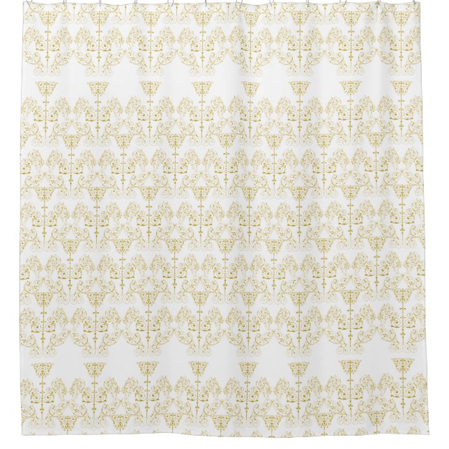 Fine Damask pattern gold + your backgr. Shower Curtain (Front)