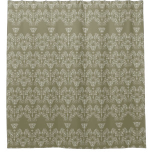 Fine Damask pattern white + your backgr. Shower Curtain