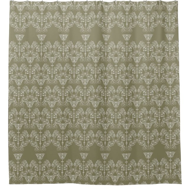 Fine Damask pattern white + your backgr. Shower Curtain (Front)