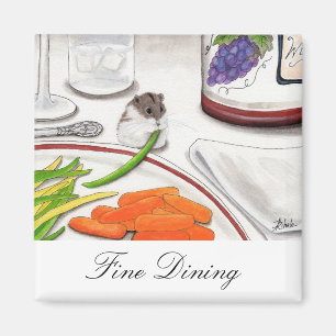Fine Dining Hamster Art Wine by BiHrle Magnet