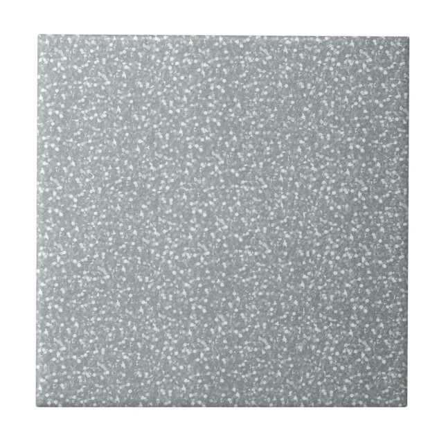 Fine Faux Glitter Shiny Sparkles Silver White Ceramic Tile (Front)