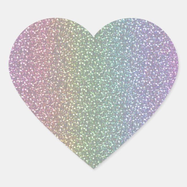 Fine Faux Glitter Sparkles Shiny Rainbow Pearl Heart Sticker (Front)