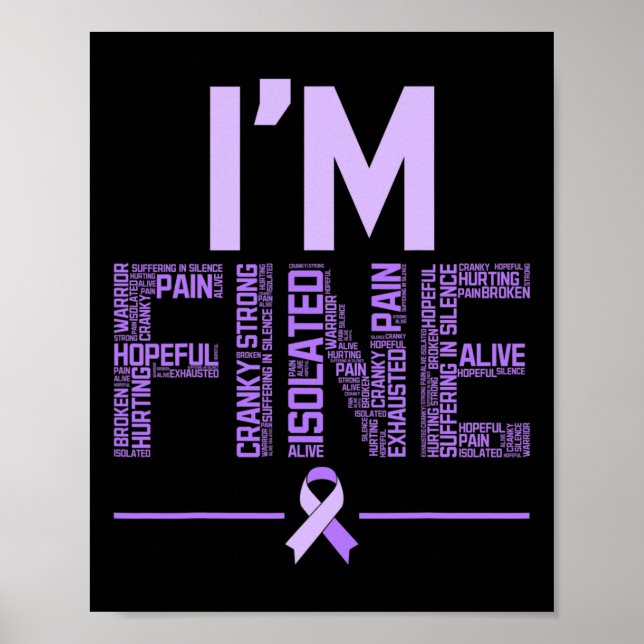 Fine Fibromyalgia Warrior Fibro Awareness Purple R Poster (Front)