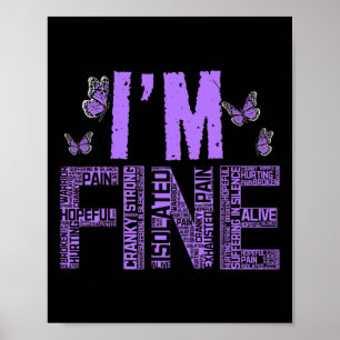 Fine Fibromyalgia Warrior Fibro Awareness Purple R Poster
