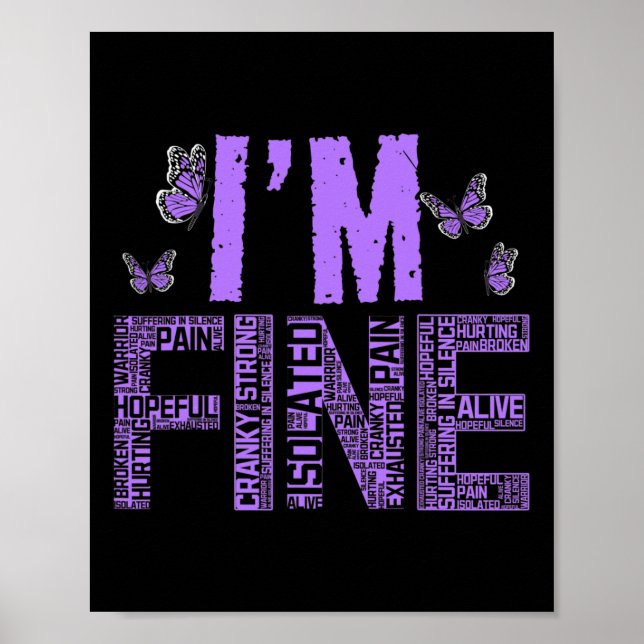 Fine Fibromyalgia Warrior Fibro Awareness Purple R Poster (Front)