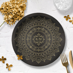 Fine Filigree Gold Wedding ID871 Paper Plate