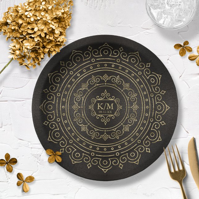 Fine Filigree Gold Wedding ID871 Paper Plate (Creator Uploaded)