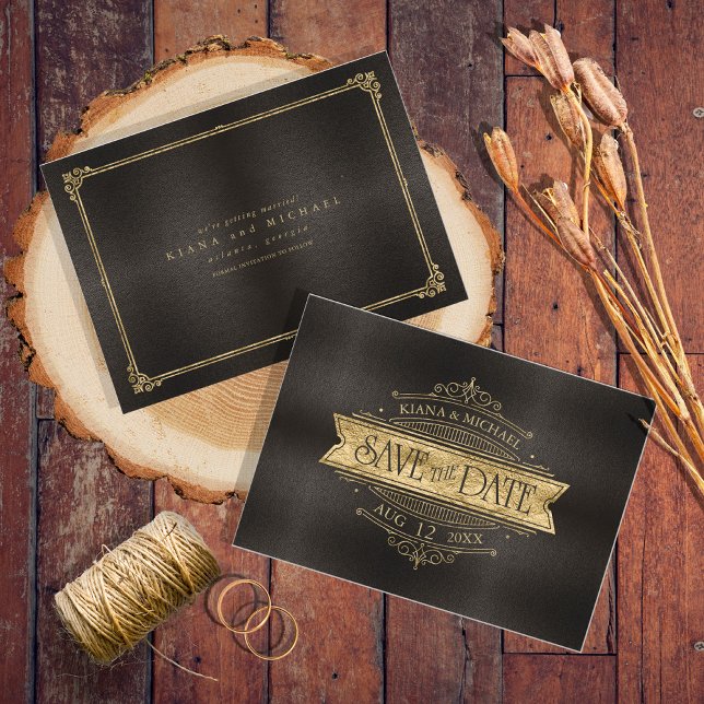 Fine Filigree Gold Wedding ID871 Save The Date (Creator Uploaded)