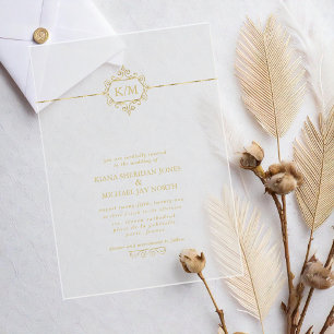 Fine Filigree Gold Wedding Transparent ID871 Acrylic Invitations