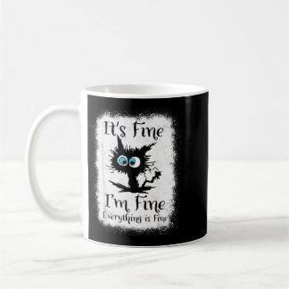 Fine Fine Everything Is Fine Funny Black Cat Nurse Coffee Mug