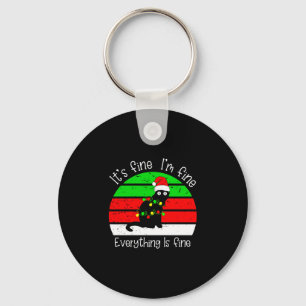 Fine fine everything is fine funny christmas cat key ring