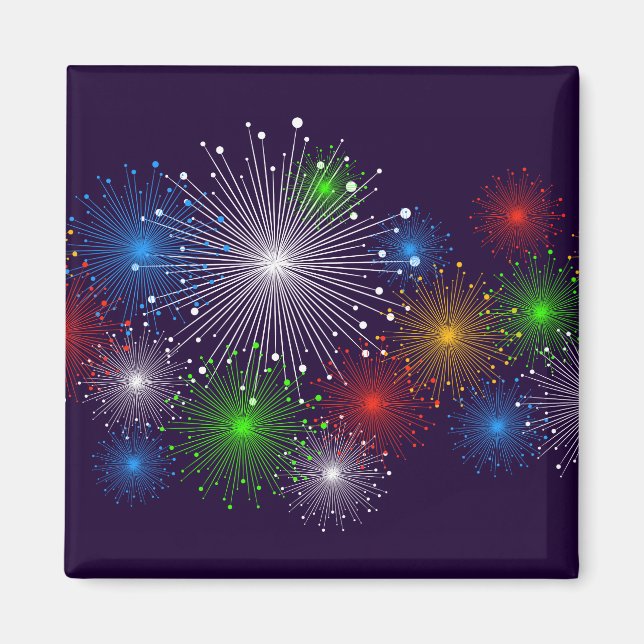 Fine Fireworks Cute Cool Girly Retro Vector Magnet (Front)