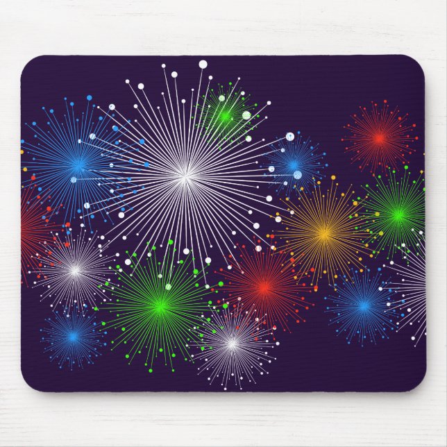 Fine Fireworks Cute Cool Girly Retro Vector Mouse Pad (Front)
