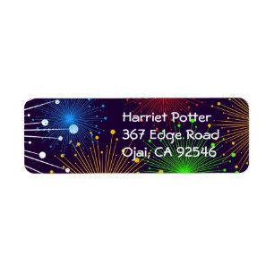 Fine Fireworks Cute Cool Girly Retro Vector Return Address Label