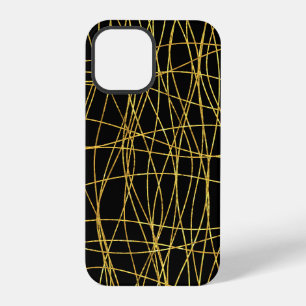 Fine Gold Freeform Lines and Black iPhone 12 Pro Case