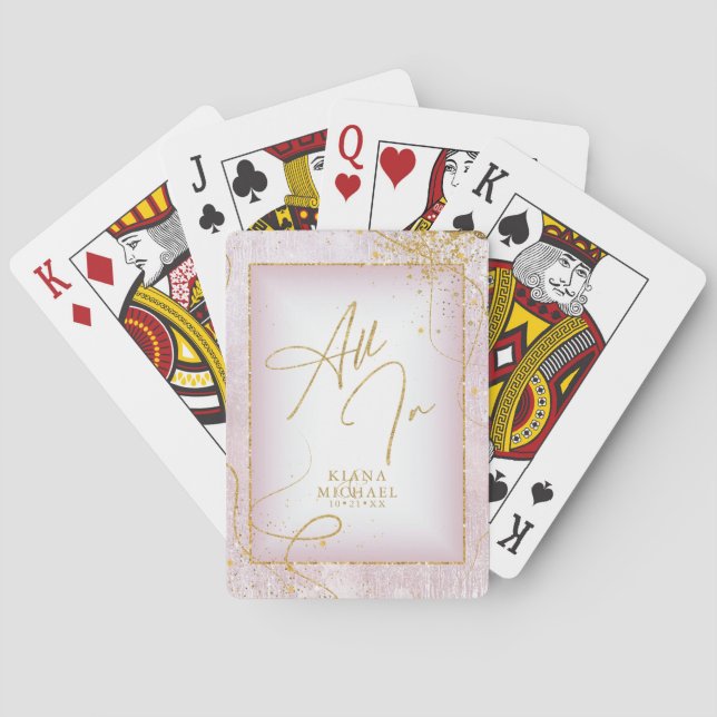 Fine Gold Lines Abstract Wedding All In Mv ID867 Playing Cards (Back)