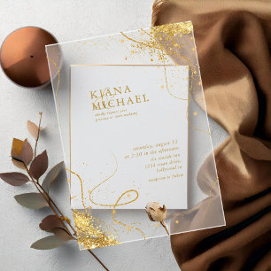 Fine Gold Lines Abstract Wedding Transparent ID867 Acrylic Invitations