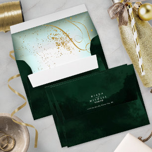Fine Gold Lines Abstract Wedding V2 Emerald ID867 Envelope