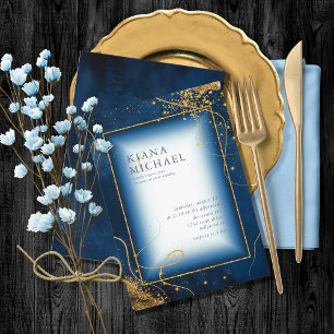 Fine Gold Lines Abstract Wedding V2 Navy ID867