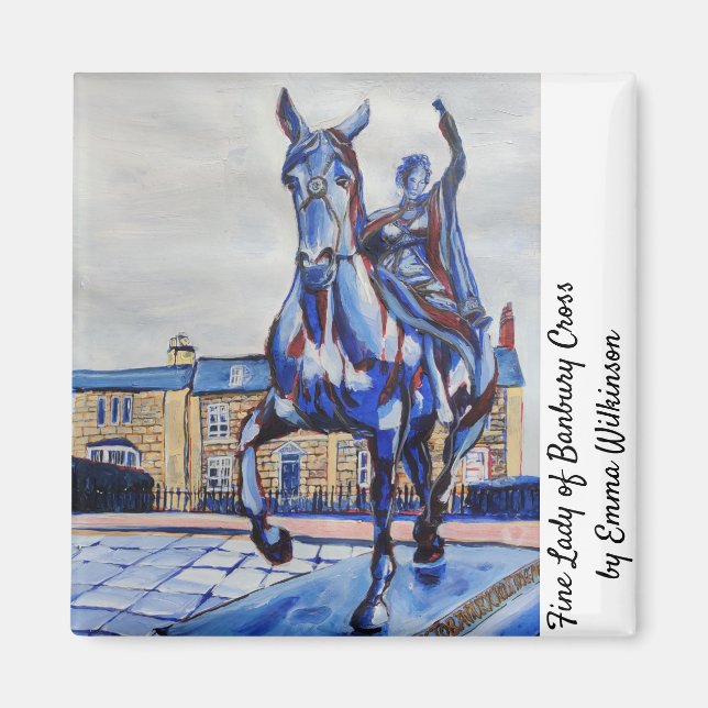Fine Lady of Banbury Cross, Colourful Original Art Magnet (Front)