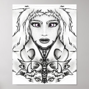 Fine line art drawing of Animalia with animals Poster