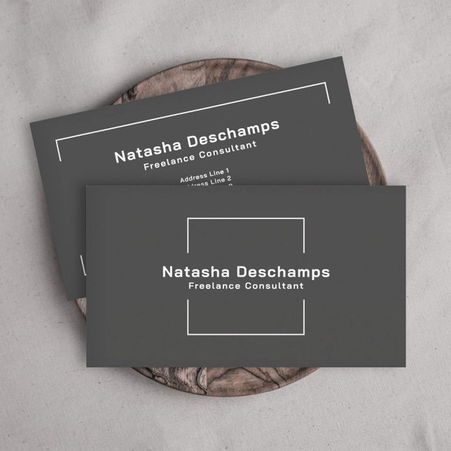 Fine-lined Square, Minimalist Black Business Card (Fine-lined Square, Minimalist Black Business Card)