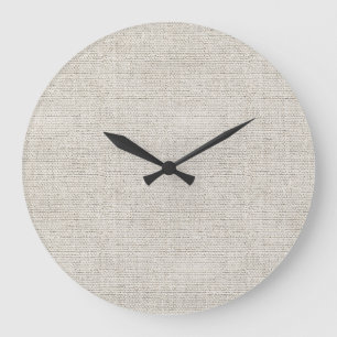 Fine Linen Fabric Light Neutral Modern Time Large Clock
