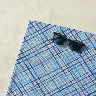 Fine lines Chequered pattern C08.Blue Offwhite BG Beach Towel