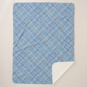 Fine lines Chequered pattern C08.Blue Offwhite BG Sherpa Blanket