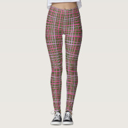 Fine lines Chequered pattern C09.pink on DGreen BG Leggings