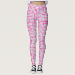 Fine lines Chequered pattern C09.pink on offwhite Leggings