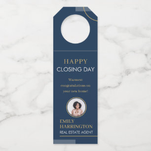 Fine Lines Closing Day Real Estate Agent Navy Bottle Tag