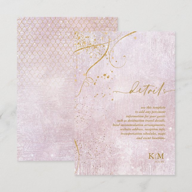 Fine Lines Gold Abstract Details Mauve ID867 Enclosure Card (Front/Back)