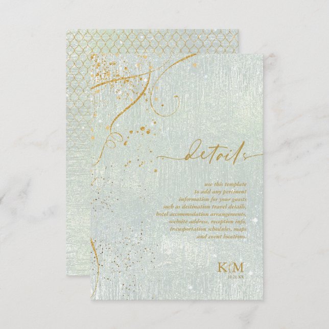 Fine Lines Gold Abstract Details Sage ID867  Enclosure Card (Front/Back)
