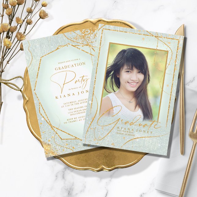 Fine Lines Gold Abstract Graduation Sage ID907 (Creator Uploaded)