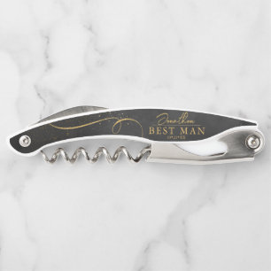 Fine Lines Gold Abstract Wedding Best Man Bl ID867 Corkscrew