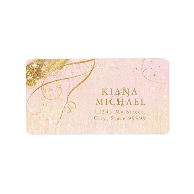 Fine Lines Gold Abstract Wedding Blush ID867 Label (Front)