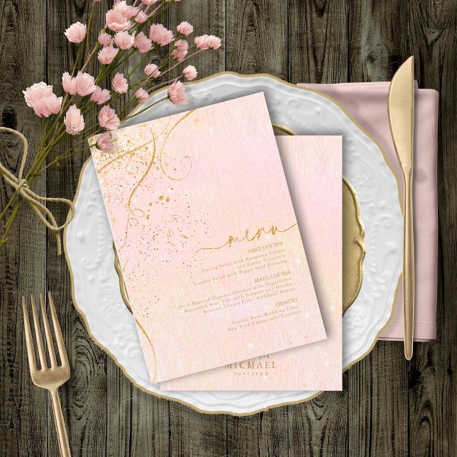 Fine Lines Gold Abstract Wedding Menu V1 B ID867 (Creator Uploaded)