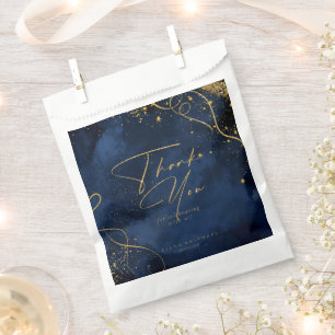 Fine Lines Gold Abstract Wedding Navy Blue ID867 Favour Bag