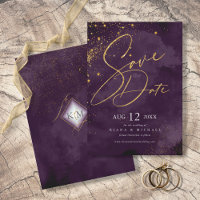 Fine Lines Gold Abstract Wedding Plum ID867