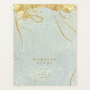 Fine Lines Gold Abstract Wedding Sage ID867 Planner